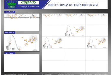 Gạch men Ceramic 30cmx60cm trắng c&oacute; viền PN HP CLA 3639