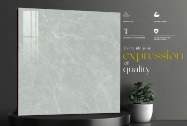 Gạch đ&aacute; Porcelain 80cmx80cm x&aacute;m v&acirc;n trắng KH89002